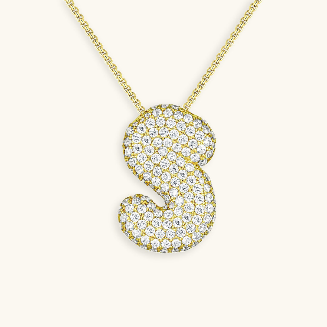 Bubble Initial Diamond Necklace Image