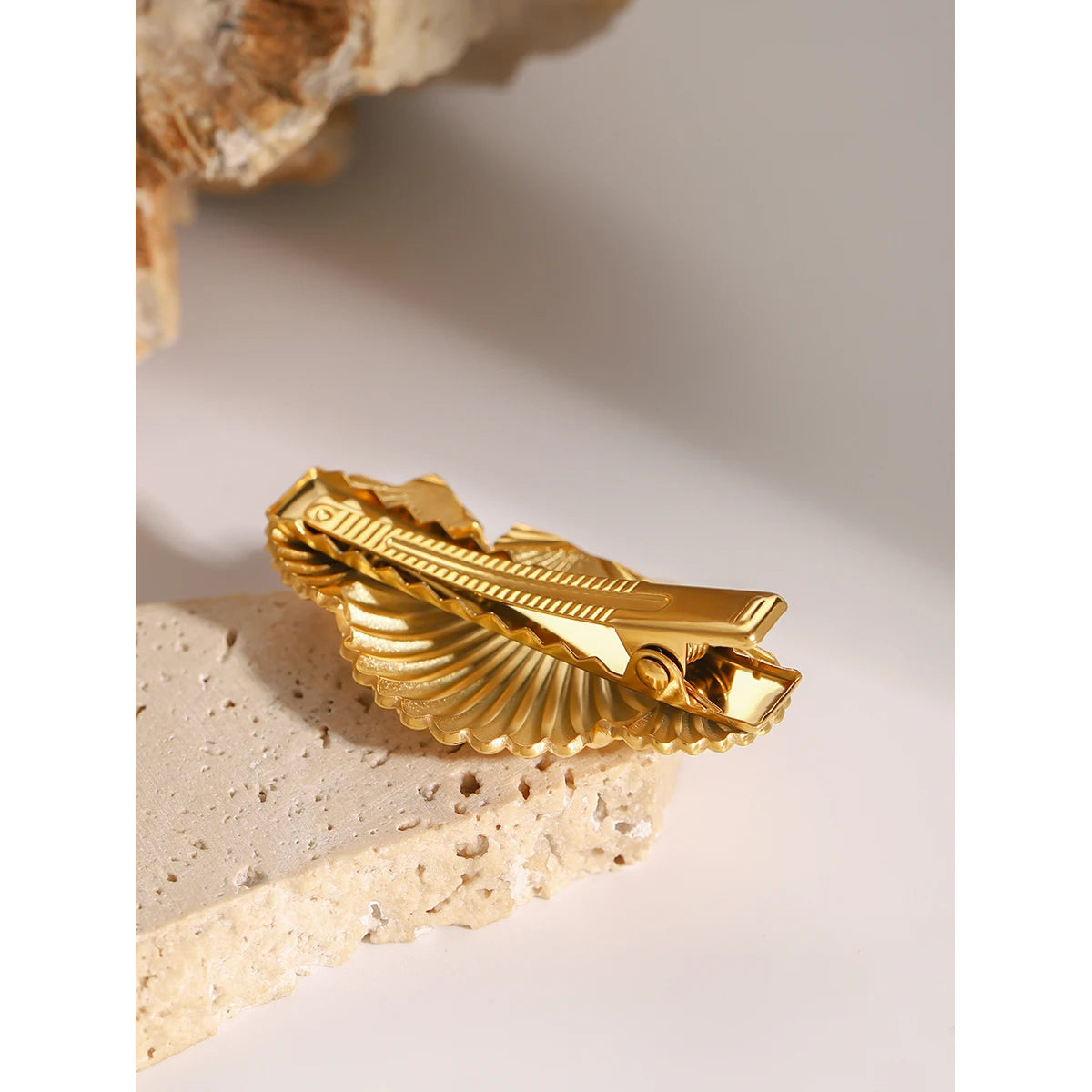 Tidal Sea Shell Gold Hair Clip Image