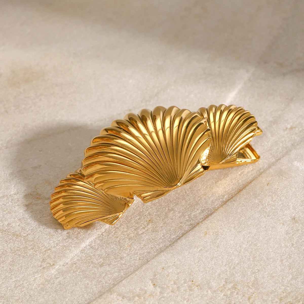 Tidal Sea Shell Gold Hair Clip Image