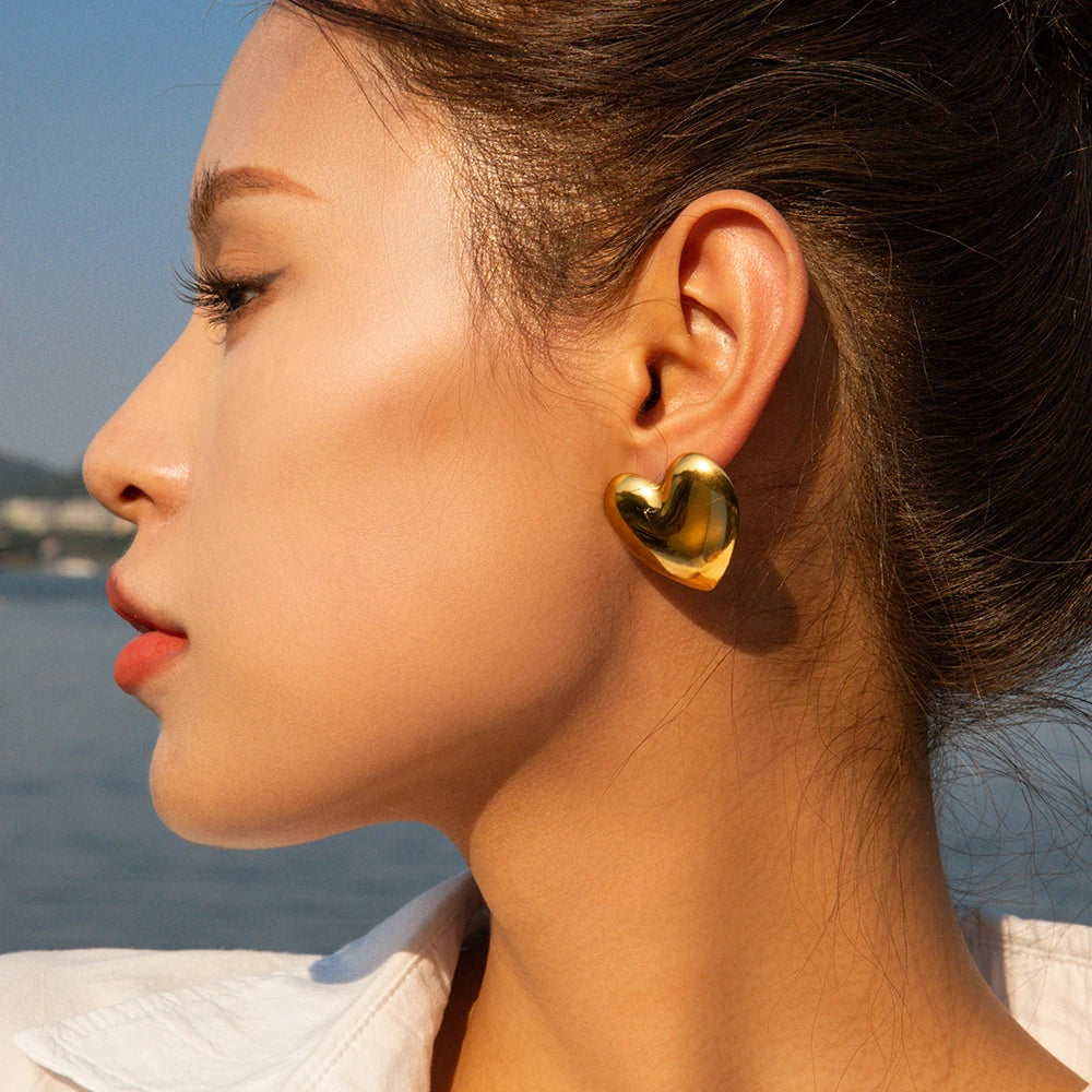 Aubree Gold Heart Earrings Image