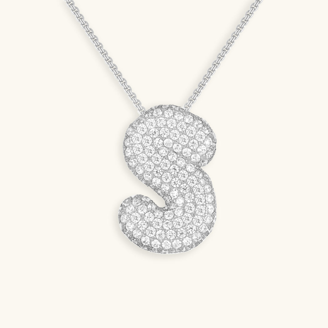 Bubble Initial Diamond Necklace Image