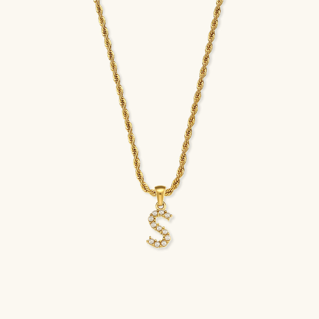 Elodie Initial Letter Pearl Necklace Image