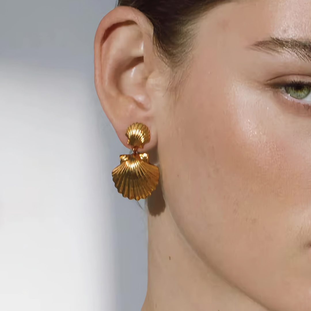 Sandy Gold Seashell Earrings