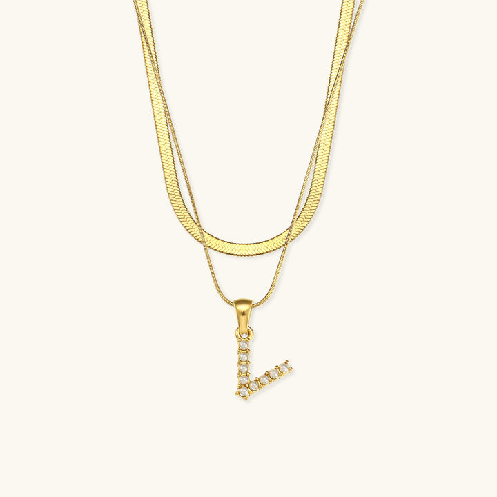 Fiona Layered Gold Initial Letter Necklace