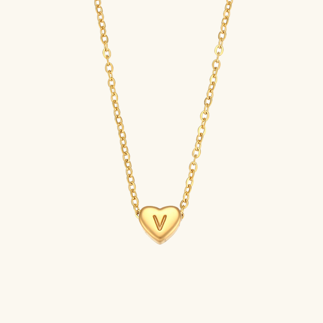 Heart Initial Gold Necklace Image