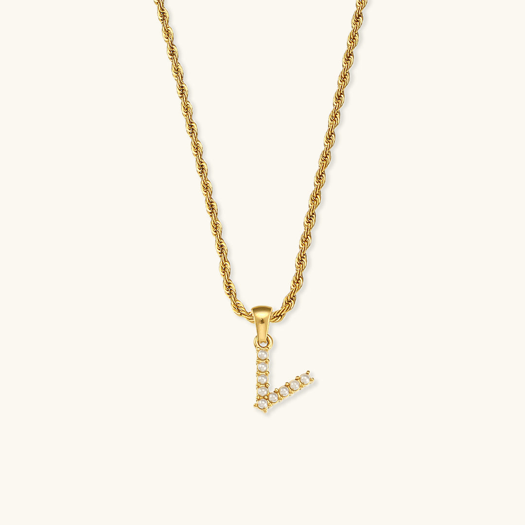 Elodie Initial Letter Pearl Necklace Image