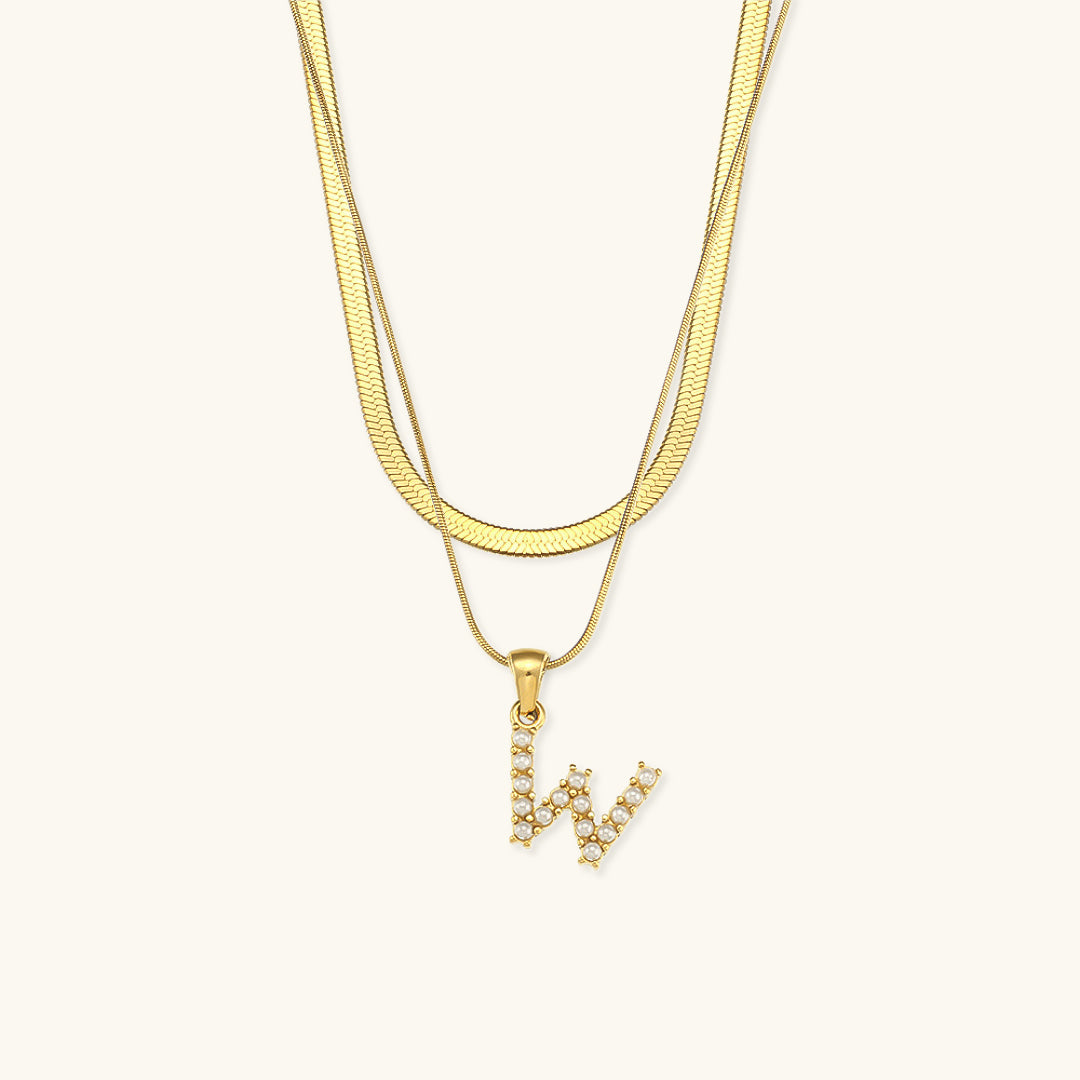 Fiona Layered Gold Initial Letter Necklace Image