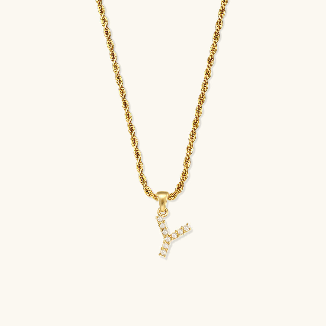 Elodie Initial Letter Pearl Necklace Image