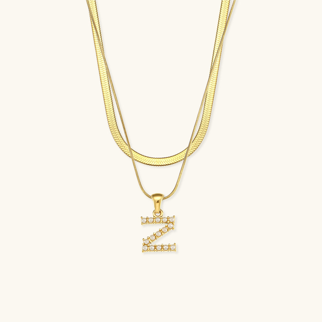 Fiona Layered Gold Initial Letter Necklace Image